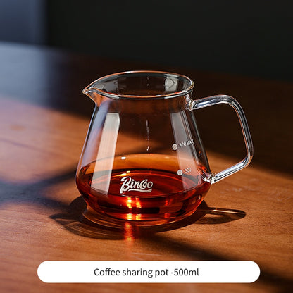 BINCOO Hand Drip Coffee Set Glass Sharing Pot Equipped with Glass Filter Cup for Household Office 500ML/700ML