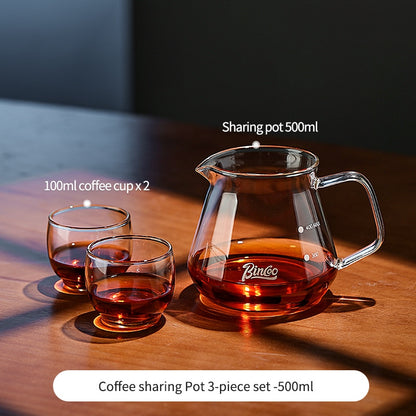 BINCOO Hand Drip Coffee Set Glass Sharing Pot Equipped with Glass Filter Cup for Household Office 500ML/700ML