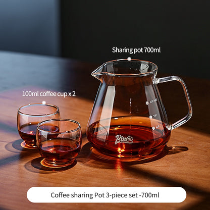 BINCOO Hand Drip Coffee Set Glass Sharing Pot Equipped with Glass Filter Cup for Household Office 500ML/700ML