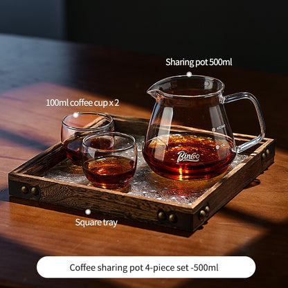 BINCOO Hand Drip Coffee Set Glass Sharing Pot Equipped with Glass Filter Cup for Household Office 500ML/700ML