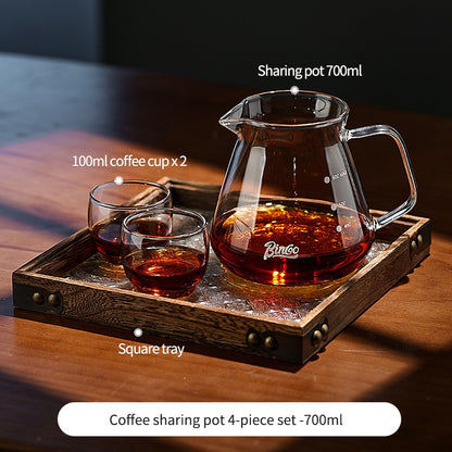 BINCOO Hand Drip Coffee Set Glass Sharing Pot Equipped with Glass Filter Cup for Household Office 500ML/700ML