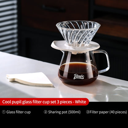 BINCOO Hand Drip Coffee Set Glass Sharing Pot Equipped with Glass Filter Cup for Household Office 500ML/700ML