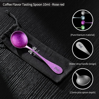 BINCOO SCA Pure Titanium Cupping Spoon Standard Barista Coffee Tasting Spoon Coffee Tool