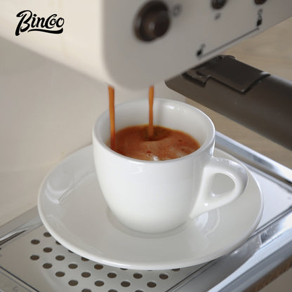 BINCOO Espresso Coffee Cup Set Thick‑Walled Ceramic Cup with Saucer & Coffee Spoon Ideal for Home & Office Use 80ML/125ML