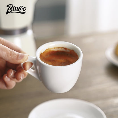 BINCOO Espresso Coffee Cup Set Thick‑Walled Ceramic Cup with Saucer & Coffee Spoon Ideal for Home & Office Use 80ML/125ML