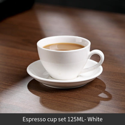 BINCOO Espresso Coffee Cup Set Thick‑Walled Ceramic Cup with Saucer & Coffee Spoon Ideal for Home & Office Use 80ML/125ML