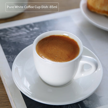 BINCOO Espresso Coffee Cup Set Thick‑Walled Ceramic Cup with Saucer & Coffee Spoon Ideal for Home & Office Use 80ML/125ML
