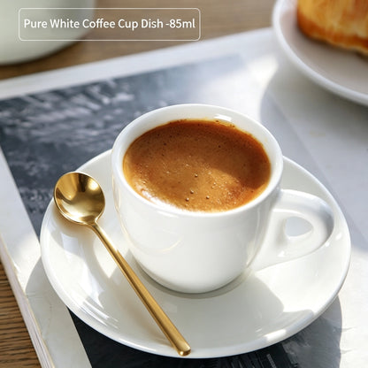 BINCOO Espresso Coffee Cup Set Thick‑Walled Ceramic Cup with Saucer & Coffee Spoon Ideal for Home & Office Use 80ML/125ML