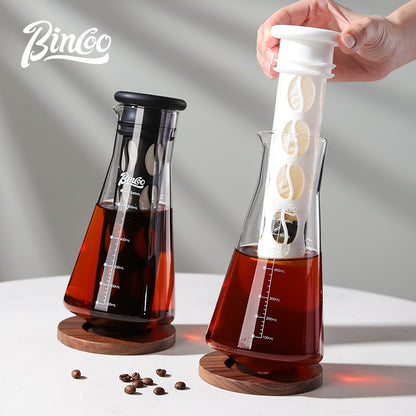 BINCOO Cold Brew Coffee Maker with Filter Household Heat‑Resistant Pitcher Cup for Iced Americano Large‑Capacity 540ML