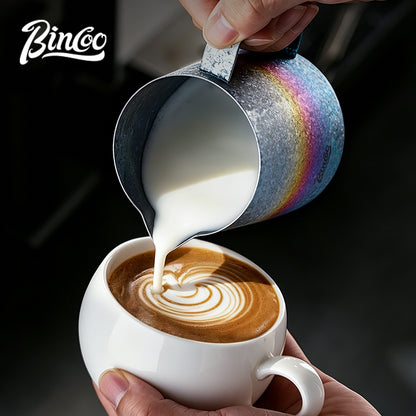 BINCOO Pure Titanium Latte Pitcher Pointed Spout Milk Jug with Latte Art Pen, Milk Frother Set, Professional Coffee Tools Kit