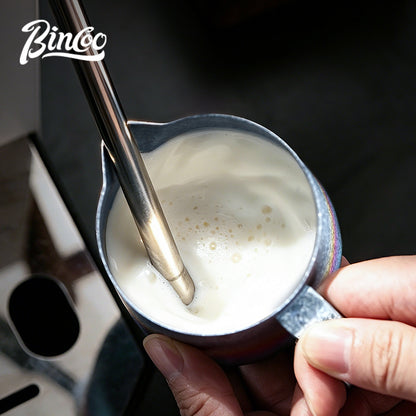 BINCOO Pure Titanium Latte Pitcher Pointed Spout Milk Jug with Latte Art Pen, Milk Frother Set, Professional Coffee Tools Kit