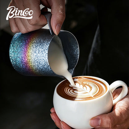 BINCOO Pure Titanium Latte Pitcher Pointed Spout Milk Jug with Latte Art Pen, Milk Frother Set, Professional Coffee Tools Kit