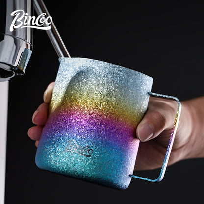 BINCOO Pure Titanium Latte Pitcher Pointed Spout Milk Jug with Latte Art Pen, Milk Frother Set, Professional Coffee Tools Kit