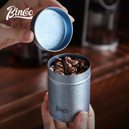 BINCOO Mini Pure Titanium Airtight Coffee Bean Canister Portable Storage Jar for Travel & Outdoor Camping 130ML/200ML