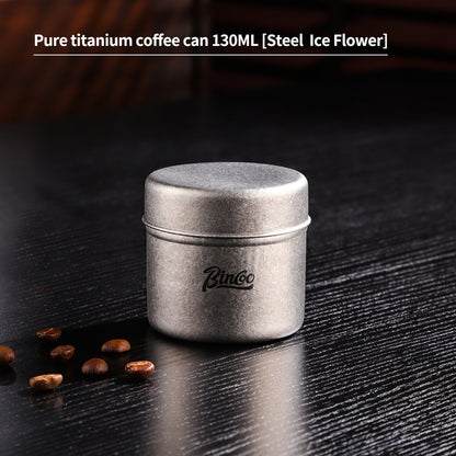 BINCOO Mini Pure Titanium Airtight Coffee Bean Canister Portable Storage Jar for Travel & Outdoor Camping 130ML/200ML