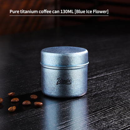 BINCOO Mini Pure Titanium Airtight Coffee Bean Canister Portable Storage Jar for Travel & Outdoor Camping 130ML/200ML