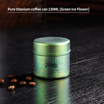 BINCOO Mini Pure Titanium Airtight Coffee Bean Canister Portable Storage Jar for Travel & Outdoor Camping 130ML/200ML