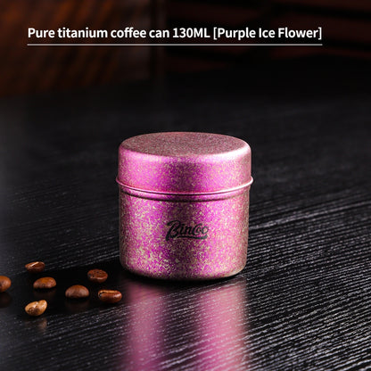 BINCOO Mini Pure Titanium Airtight Coffee Bean Canister Portable Storage Jar for Travel & Outdoor Camping 130ML/200ML