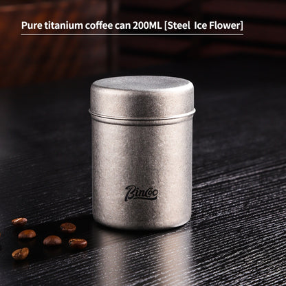 BINCOO Mini Pure Titanium Airtight Coffee Bean Canister Portable Storage Jar for Travel & Outdoor Camping 130ML/200ML