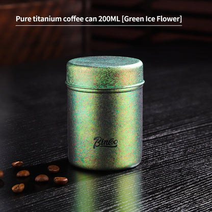 BINCOO Mini Pure Titanium Airtight Coffee Bean Canister Portable Storage Jar for Travel & Outdoor Camping 130ML/200ML