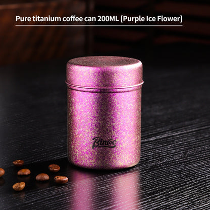BINCOO Mini Pure Titanium Airtight Coffee Bean Canister Portable Storage Jar for Travel & Outdoor Camping 130ML/200ML