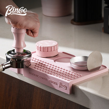 BINCOO Multifunctional Coffee Tamping Mat Corner Bar Coffee Mat Non-slip Silicone Coffee Machine Accessories