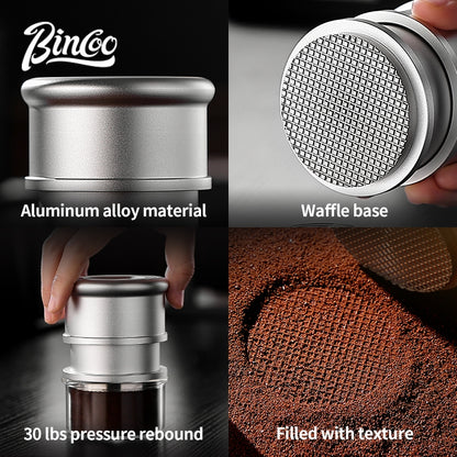 BINCOO Coffee Impact Constant Force Waffle Tamper, 30 Lbs Distributor, Magnetic WDT Tool 3-Piece Set 58MM