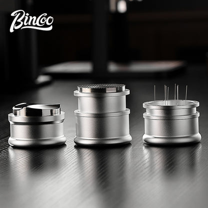 BINCOO Coffee Impact Constant Force Waffle Tamper, 30 Lbs Distributor, Magnetic WDT Tool 3-Piece Set 58MM