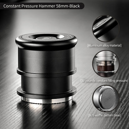 BINCOO Coffee Impact Constant Force Waffle Tamper, 30 Lbs Distributor, Magnetic WDT Tool 3-Piece Set 58MM