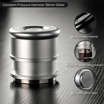 BINCOO Coffee Impact Constant Force Waffle Tamper, 30 Lbs Distributor, Magnetic WDT Tool 3-Piece Set 58MM