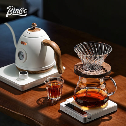 BINCOO Heat Resistant Glass Coffee Server with Coffee Cup & Tray Set Coffee Brewing Tools Set 400ML/600ML