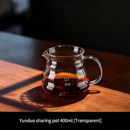 BINCOO Heat Resistant Glass Coffee Server with Coffee Cup & Tray Set Coffee Brewing Tools Set 400ML/600ML