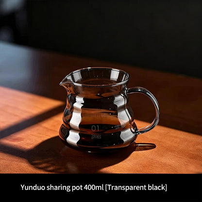 BINCOO Heat Resistant Glass Coffee Server with Coffee Cup & Tray Set Coffee Brewing Tools Set 400ML/600ML