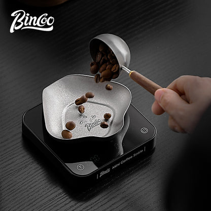 BINCOO Pure Titanium Coffee Bean Dosing Tray with Storage Display Stand Set Espresso Coffee Powder Weighing Dosing Dish & Spray Bottle Kit