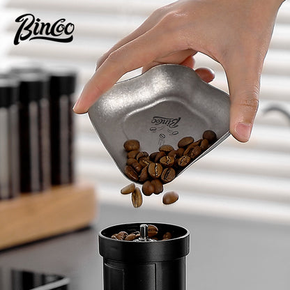 BINCOO Pure Titanium Coffee Bean Dosing Tray with Storage Display Stand Set Espresso Coffee Powder Weighing Dosing Dish & Spray Bottle Kit