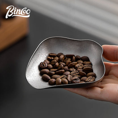 BINCOO Pure Titanium Coffee Bean Dosing Tray with Storage Display Stand Set Espresso Coffee Powder Weighing Dosing Dish & Spray Bottle Kit