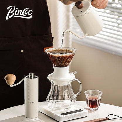 BINCOO Smart Drip Coffee Set Immersion‑Style Pour‑Over Coffee Dripper & Sharing Pot with Manual Coffee Grinder Home Coffee Brewing Kit