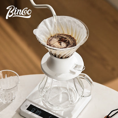 BINCOO Smart Drip Coffee Set Immersion‑Style Pour‑Over Coffee Dripper & Sharing Pot with Manual Coffee Grinder Home Coffee Brewing Kit