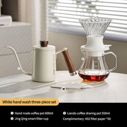 BINCOO Smart Drip Coffee Set Immersion‑Style Pour‑Over Coffee Dripper & Sharing Pot with Manual Coffee Grinder Home Coffee Brewing Kit