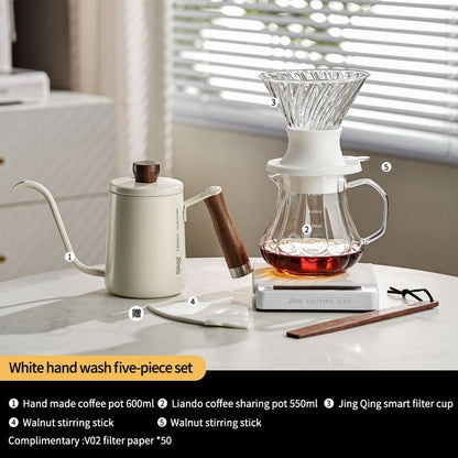 BINCOO Smart Drip Coffee Set Immersion‑Style Pour‑Over Coffee Dripper & Sharing Pot with Manual Coffee Grinder Home Coffee Brewing Kit