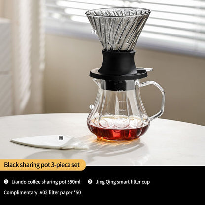 BINCOO Smart Drip Coffee Set Immersion‑Style Pour‑Over Coffee Dripper & Sharing Pot with Manual Coffee Grinder Home Coffee Brewing Kit