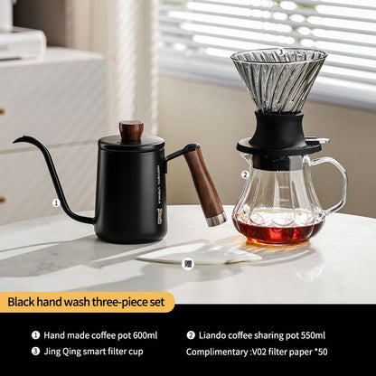 BINCOO Smart Drip Coffee Set Immersion‑Style Pour‑Over Coffee Dripper & Sharing Pot with Manual Coffee Grinder Home Coffee Brewing Kit