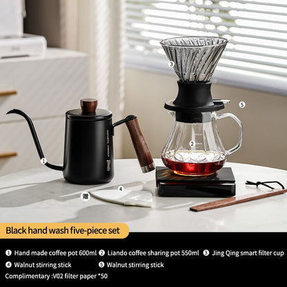 BINCOO Smart Drip Coffee Set Immersion‑Style Pour‑Over Coffee Dripper & Sharing Pot with Manual Coffee Grinder Home Coffee Brewing Kit