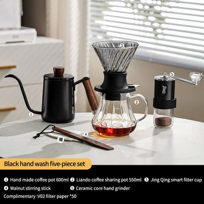 BINCOO Smart Drip Coffee Set Immersion‑Style Pour‑Over Coffee Dripper & Sharing Pot with Manual Coffee Grinder Home Coffee Brewing Kit