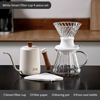 BINCOO Smart Dripper Pour‑Over Coffee Set with Manual Coffee Grinder Drip Coffee Brewing Kit Home Coffee Filter Tools