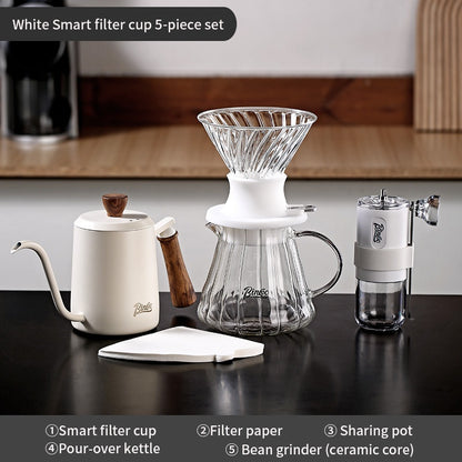 BINCOO Smart Dripper Pour‑Over Coffee Set with Manual Coffee Grinder Drip Coffee Brewing Kit Home Coffee Filter Tools