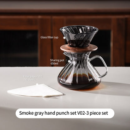 BINCOO Pour‑Over Coffee Set with Manual Coffee Grinder Home Drip Coffee Maker with Glass Dripper Hand‑Ground Coffee Brewing Kit