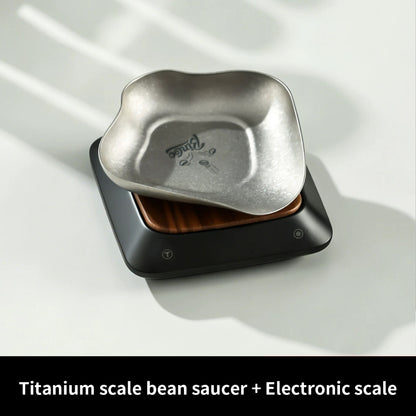 BINCOO Pure Titanium Coffee Bean Dosing Tray with Storage Display Stand Set Espresso Coffee Powder Weighing Dosing Dish & Spray Bottle Kit