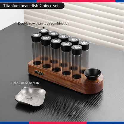 BINCOO Pure Titanium Coffee Bean Dosing Tray with Storage Display Stand Set Espresso Coffee Powder Weighing Dosing Dish & Spray Bottle Kit