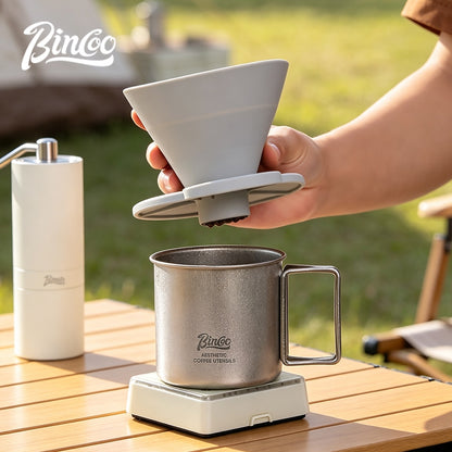 BINCOO Collapsible Silicone Dripper with Stainless Steel Gooseneck Kettle Set Pour‑Over Coffee Kit for Outdoor Camping Gear